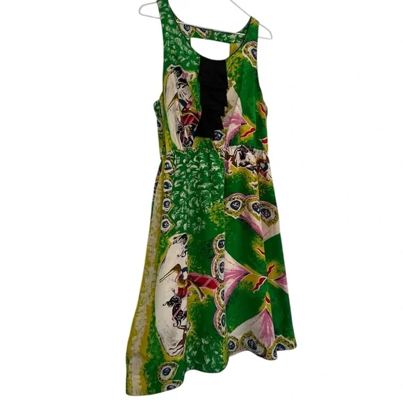 Moulinette Soeurs Anthropologie Silk Panoply Carousel Horse Print Dress Size 10 - Picture 4 of 11